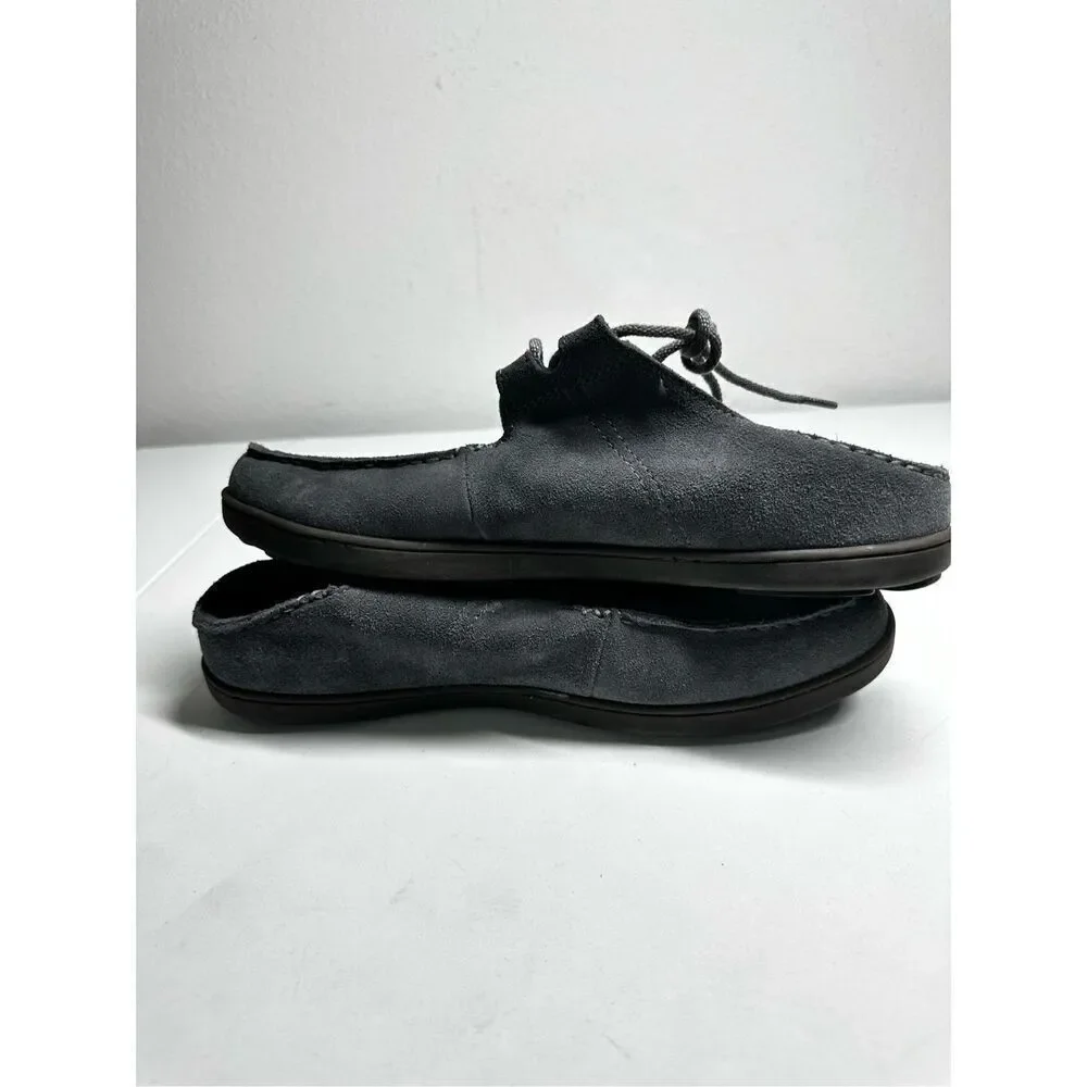 Men's Olukai Ohana Shoes Lace Up Sneaker Size US 10M EUR 43 Suede Gray EUC